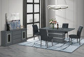 MONACO DINING TABLE AND 4 DARK GREY DINING CHAIRS