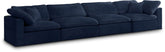 Cozy Velvet Modular Fiber Filled Cloud-Like Comfort Overstuffed 158" Sofa
