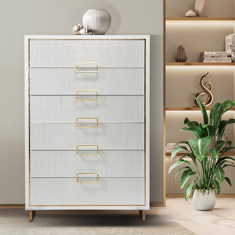 Palm Gate 6 Drawer Chest Cloud White