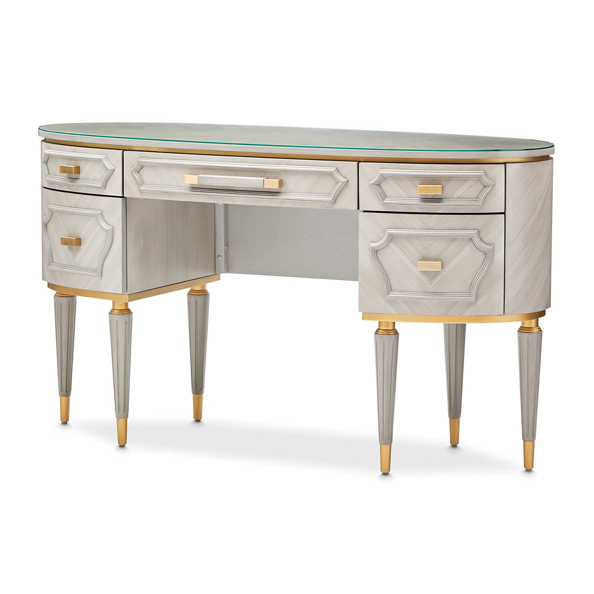 St. Charles Vanity/Desk w/Glass Top 2pc Dove Gray
