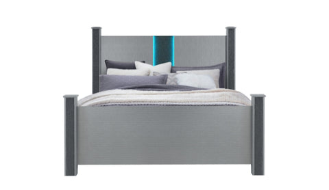 LOGAN SILVER Bedroom Set LED AND SPEAKERS