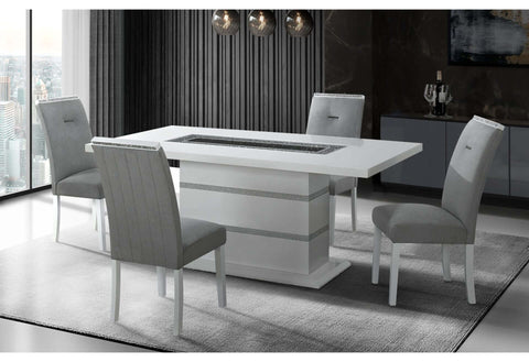 MONACO WHITE DINING TABLE + MONACO DINING CHAIR