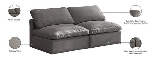 Plush Velvet Standard Modular Down Filled Cloud-Like Comfort Overstuffed 70" Arm