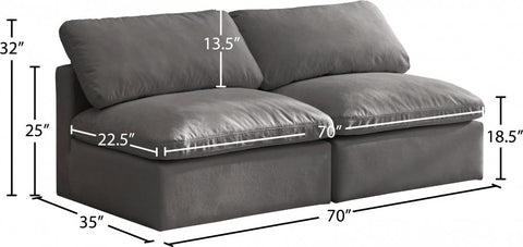 Plush Velvet Standard Modular Down Filled Cloud-Like Comfort Overstuffed 70" Arm