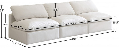 Plush Velvet Standard Modular Down Filled Cloud-Like Comfort Overstuffed 105" Ar